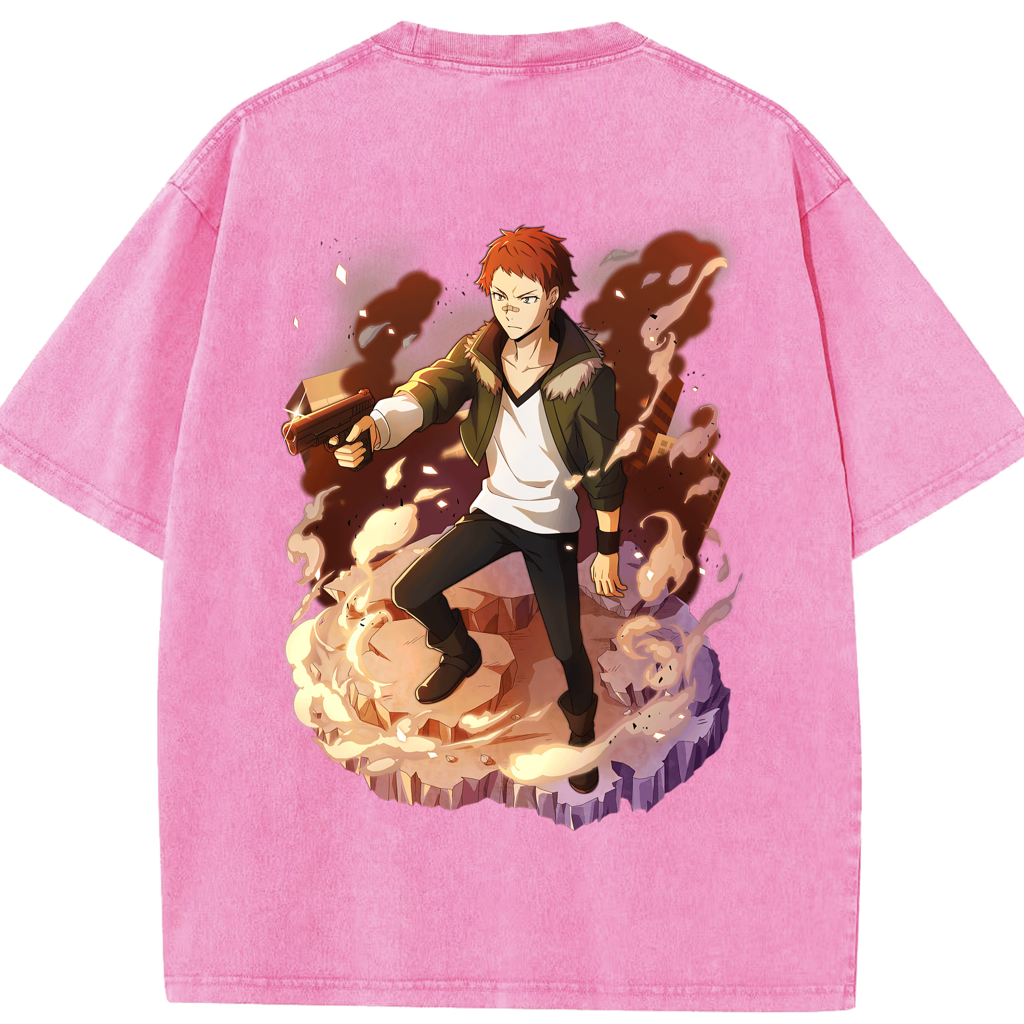（画像用） 文豪ストレイドッグス Bungo Stray Dogs 綿100% ヴィンテージ風 半袖Tシャツ（背面プリント）